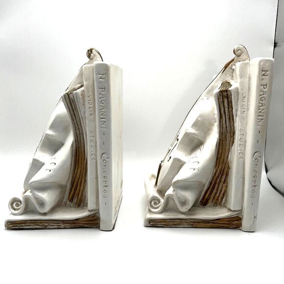 Universal Statuary Corp Classical Music Bookends 1964 Violin Cello Concertos - Picture 5 of 13